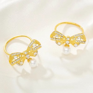 Servilletero de lazo dorado decorativo con cristales brillantes para mesa de lujo, eventos de boda, acento de comedor de Hotel - Product Image 6