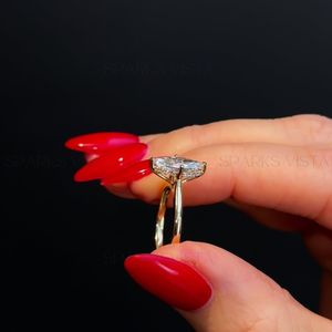 Bague de fiançailles Moissanite de qualité supérieure Marquise-Argent sterling 925 avec parfait pour les propositions et les anniversaires Meilleure qualité - Product Image 3