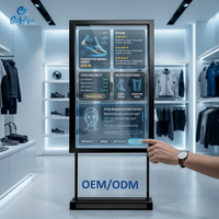 Layar OLED Transparan 55 Inci untuk Iklan di Lift, Layar Sentuh Interaktif untuk Pameran, Etalase, Pasokan Pabrik Ritel