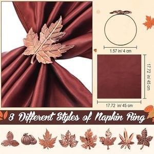 Anneaux de serviette en fonte en forme de feuille d'érable |   Lot de 12 porte-serviettes réutilisables en forme de citrouille pour la décoration de table d'automne, les mariages, les dîners et les réunions de famille - Product Image 5