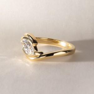 Marquise Lab Grown Diamond Bezel <b>Set</b> Engagement <b>Ring</b> 14K <b>Gold</b> IGI Certified Sustainable Lab Created Solitaire Jewelry - Product Image 3