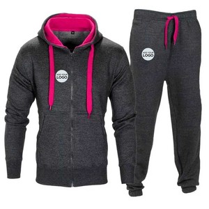 Conjunto de chándal de 2 piezas de lana de invierno para hombre, Conjunto de sudadera y pantalones informales cálidos - Product Image 1