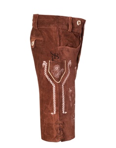 Lederhosen Bávaros de Alta Calidad para Hombre, Cortos, de Cuero Genuino de Vaca, Gamuza, Bordados, con Bolsillos Laterales y Traseros, Talla Mediana a Grande - Product Image 3