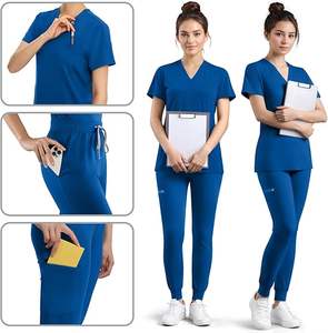 Uniforme médico ligero y transpirable para mujer, uniforme de enfermería, Top con cuello en V y pantalones para correr - Product Image 3