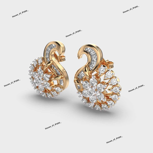 Pendientes de Plata con Moissanita Floral y Diamantes, Diseño de Halo Redondo, Aspecto Elegante y Lujoso - Product Image 3