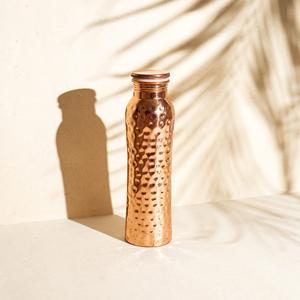 Premium Hammered Copper <b>Water</b> <b>Bottle</b> With <b>Flat</b> Cap For Traditional Healthy Ayurvedic Drinking - Product Image 5