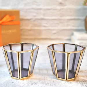 Latest Design Brass Border Clear <b>Glass</b> Votive Shape Candle <b>Holder</b> Mini <b>Tea</b> <b>Light</b> <b>Holder</b> for Decorate Office & Home Wedding Decor - Product Image 3