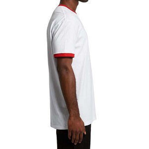 Camisetas deportivas con cuello redondo y logotipo personalizado, camiseta con timbre en blanco, camisetas de manga corta de algodón con cuello en contraste, camisetas con timbre para hombre, OEM - Product Image 2