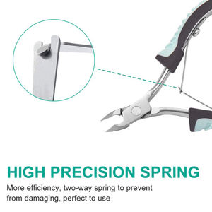 Best Quality Stainless Steel Professional Cuticle Nail Nipper Sharp <b>Point</b> Double Spring Toenail Nipper With Rubber Grip Handle - Product Image 4