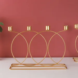 Precio al por mayor, decoración del hogar, soporte de vela sencillo, soporte de vela cónico chapado en oro de Metal galvanizado para bodas - Product Image 2