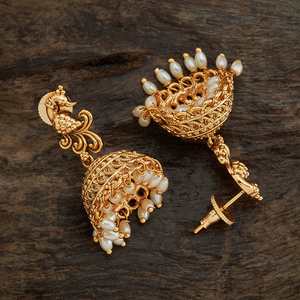 Pendientes Antiguos Colgantes 172309 en Forma de Campana, Religiosos y Modernos, de Latón y Aleación de Zinc con Perlas y Diamantes para Bodas y Fiestas - Product Image 3