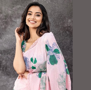 Diseñador de Bollywood Georgette Saree Exclusivo Fancy Última Impresión digital India Calidad Premium Sari Colección de Ropa Étnica - Product Image 3