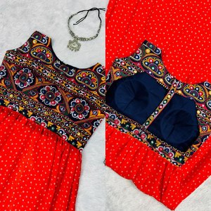 Navratri Special Collation Designer Red <b>Kurti</b> In Georgette Fabric On Embroidery Work <b>For</b> Indian <b>Womens</b> Wear <b>For</b> Festivals - Product Image 5