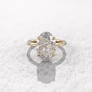 Anillo de Diamante Moissanita de Corte Ovalado de Lujo Premium de 3 Quilates en Oro Blanco, Exportador de Joyería Fina para Novias - Product Image 4