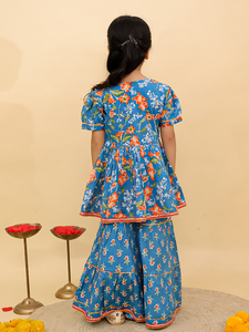 Belle collection d'été Kurta florale cousue pour filles avec du coton doux Sharara - Product Image 5