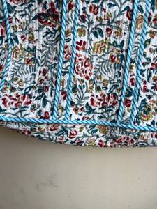 Sac fourre-tout matelassé réversible à fleurs bleues en coton simple imprimé à la main Écologique Durable Robuste Épicerie - Product Image 6