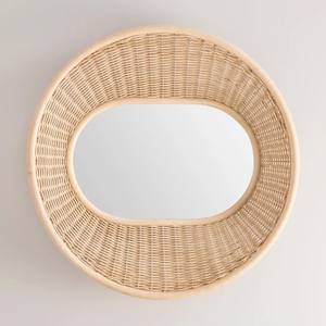 Natural <b>Oval</b> Rattan Wall <b>Mirror</b> Handwoven Natural Wicker Frame Bohemian Home Wall Decorative <b>Mirror</b> - Product Image 4
