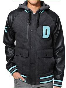 Veste universitaire en cuir de laine de haute qualité pour hommes, confortable, mince, longue, décontractée, vêtements d'hiver, tendance, patchwork, style letterman - Product Image 5