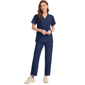 Fiable frotte des ensembles d'uniformes avec la chemise de travail de douille courte et le collier de support structuré pour les équipes professionnelles - Product Image 4