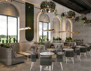 Mobiliario Integral para Cafetería Comercial con Barra Moderna Acanalada, Elegante Mostrador de Recepción en Forma de L, Tienda Boutique - Product Image 5