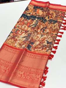 Keerthy Banarasi Silk Kalamkari บล็อกพิมพ์ขายส่งธุรกิจ Saree ใน Bhavnagar - Product Image 2