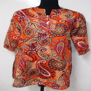 Kurti court droit à manches 3/4, imprimé paisley et fleurs vertes, pour l'été - Product Image 2