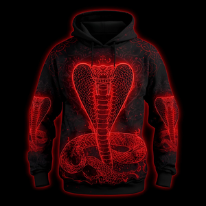 Sudadera con Capucha de Forro Polar Bordada con Gráfico de Cobra Roja para Invierno, con Estampado Audaz y Opciones OEM/ODM - Product Image 4