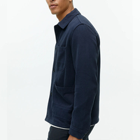 Blouson Bomber Homme en Twill Polyester/Coton de Haute Qualité, Broderie Logo Personnalisée, Manches Longues, Col en V Enduit, Saison Hiver, OEM