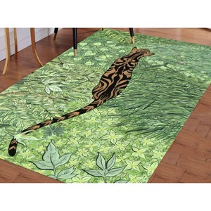 Alfombra con Estampado de Tigre: Alfombra Decorativa Boho Safari con Diseño Animal, Alfombra Delgada No Tejida - Product Image 2