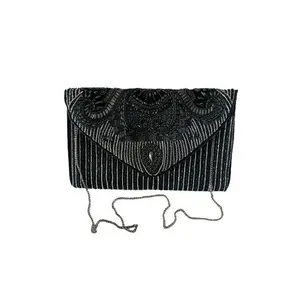 New Arrival Fancy Black Hand Beaded Worked Luxury Women's Elegant Party Clutches Available at Best Prices