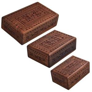 Joyero de anillo cosmético de madera de lujo antiguo, diseño moderno rectangular personalizado para embalaje de brazalete tallado, caja de almacenamiento de lujo - Product Image 1