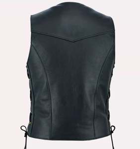 Gilets de moto en cuir classique pour hommes, gilet de motard en cuir de bonne qualité fabriqué au Pakistan, gilet en cuir de qualité - Product Image 2
