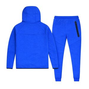 Mens Tech <b>Fleece</b> Windrunner Full-Zip Hooded Jacket and Joggers Tracksuit Sweatsuit <b>Royal</b> <b>Blue</b> Athletic Training Activewear Set - Product Image 2