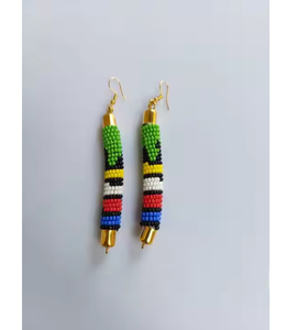Pendientes de Cuentas de Semillas Multicolores, Joyería Artesanal de Moda, Pendientes Delicados con Borlas de Cuentas para Mujer, Hechos a Mano en India - Product Image 1