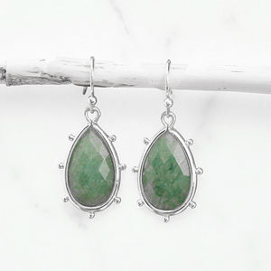 Pendientes colgantes de gota de Aventurina verde facetada de Plata de Ley 925, fábrica personalizada, ocasión de boda, moissanita a granel - Product Image 1