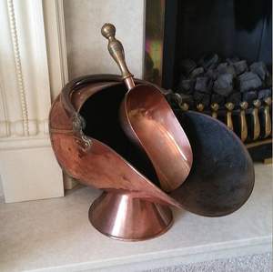 Classic copper <b>coal</b> <b>bucket</b> suitable for indoor fireplace heating purpose elegant look enhances living room appearance - Product Image 2