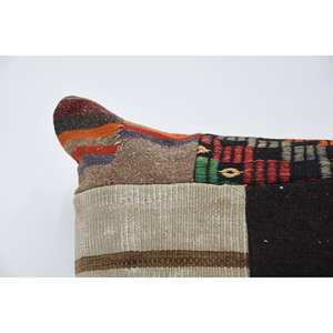 Luxury 28x28 Inch Beige Wool Kilim Patchwork <b>Pillow</b> Woven Decorative Cushion Vintage Floral Fluffy Plant Leaf for Kitchen Decor - Product Image 2