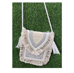 Bolso de mano de lona hecho a mano bohemio para mujer, bandolera de hombro con cremallera de estilo playero de Verano Indio para compras nocturnas - Product Image 2