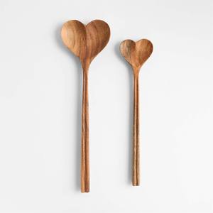Ensemble de cuillères en bois en forme de cœur faites à la main, finition lisse, durables, écologiques, idéales pour la cuisine, le service et les cadeaux pour les êtres chers - Product Image 1