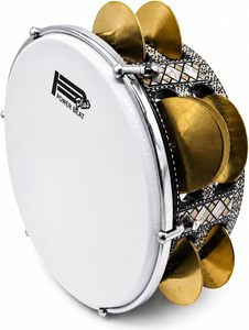 Gawharet El Fan 12" Professional Mother of Pearl Mazhar Frame <b>Drum</b> with Brass Cymbals MAZS15 - Product Image 1