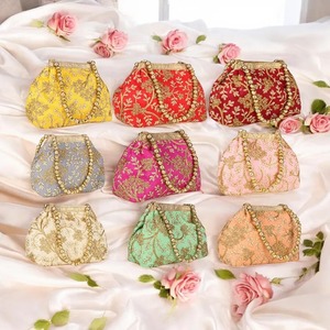 Potli Bag For Women Ethnic Designer Embroidery Work Batwa Pearls Handle Evening Handbag Stylish Bridal Fashion <b>Wristlet</b> - Product Image 1