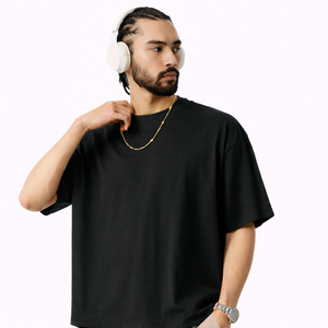 T-shirt en coton surdimensionné pour homme |   T-shirt à manches courtes en tricot 100% uni |   Anti-boulochage, style américain |   OEM Personnalisé en Gros - Product Image 4