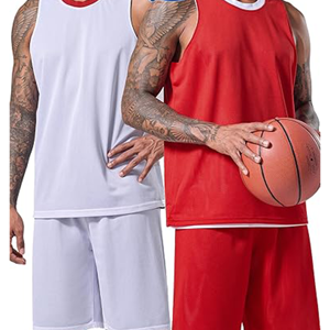 1 jeu de maillots et shorts de basket-ball réversibles pour hommes, uniformes athlétiques personnalisés double face pour la pratique des sports d'équipe - Product Image 4