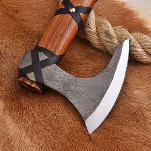 Hache en acier à haute teneur en carbone pour la chasse et le camping avec manche en bois et acier Damas, hache en bois à bas prix - Product Image 6