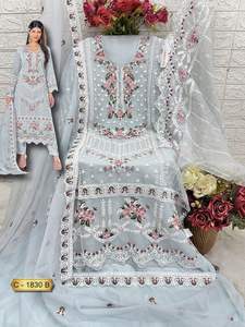 Nuevo traje de organza pesado estilo pakistaní bordado elegante trabajo impresión Digital para ropa de fiesta venta en línea - Product Image 5