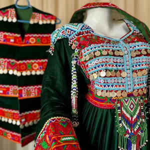 Handmade Breathable Afghan Kuchi Silk Embroidered Balochi Tribal Women <b>Dress</b> with Tassels Banjara Frock & Waistcoat OEM Service - Product Image 3