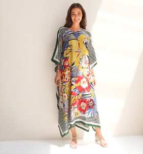 Caftán Maxi Informal de Verano al por Mayor, Estilo Étnico Bohemio, de Viscosa, con Estampado Digital, Lavable, Ropa de Playa para Mujer, Estilo Marroquí - Product Image 3