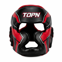 Casque de boxe ouvert personnalisé avec logo, en cuir PU de haute qualité, protection joues et oreilles, fermeture auto-agrippante, marque TOPN, pour l'entraînement