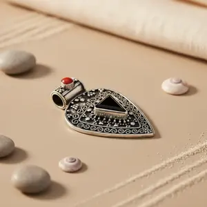 925 Silver <b>Onyx</b> Pendant for Women Rhodium Plated with Rose Gold and Platinum Gemstone Jewelry with Opal and Turquoise Charm - Product Image 1