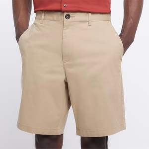 กางเกงขาสั้นชิโน่สลิมฟิตสีเบจและสีเบจผ้าฝ้าย98% กันลื่นด้านข้างกระเป๋าเข็มขัดห่วงกระดุมและซิปยึด - Product Image 4